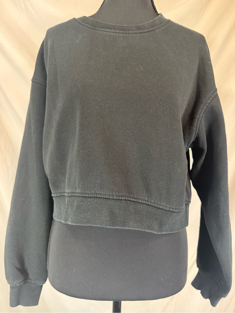 Zara Cropped Black Crewneck Sweatshirt Size Medium